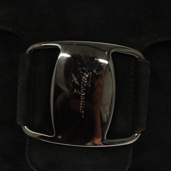 Salvatore Ferragamo Hand Bag Suede Black Silver Auth - Picture 6 of 16